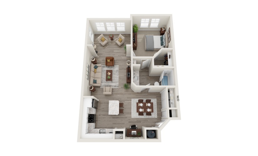 A1s 3D 1 Bed 1 Bath Floorplan at Belmont Park West
