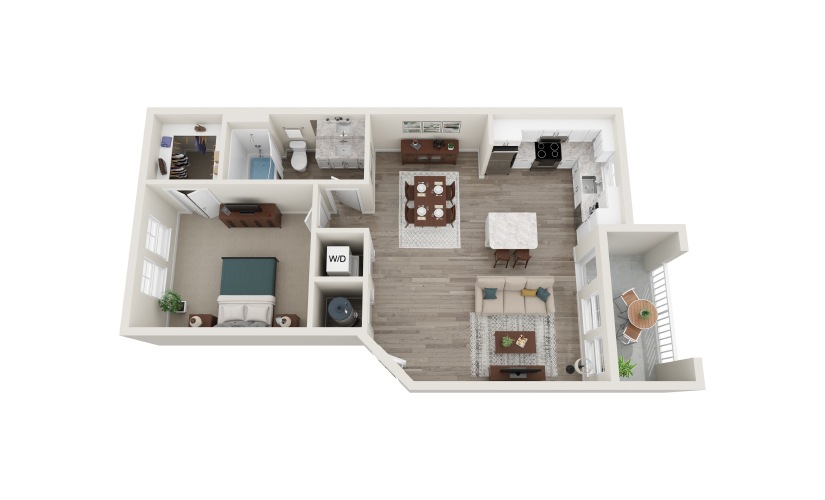 A3 3D 1 Bed 1 Bath Floorplan at Belmont Park West