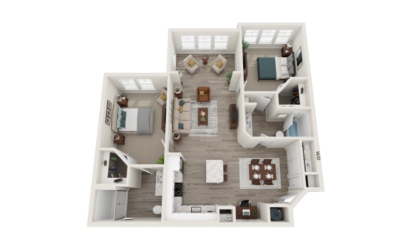 B1s 3D 2 Bed 2 Bath Floorplan at Belmont Park West