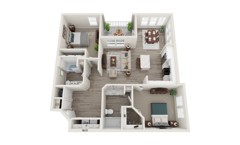 B2 3D 2 Bed 2 Bath Floorplan at Belmont Park West