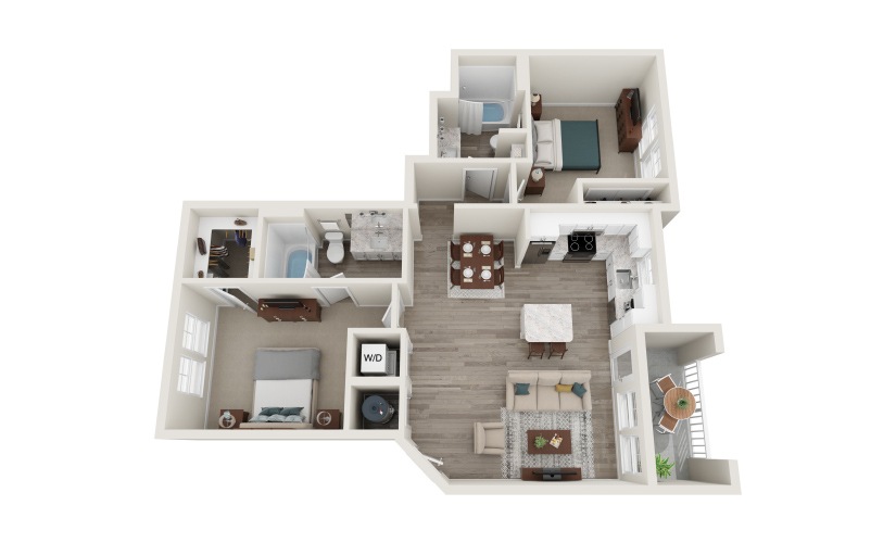 B5 3D 2 Bed 2 Bath Floorplan at Belmont Park West